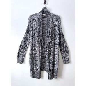 Eileen Fisher XS Open Front Cardigan Sweater Organic Cotton Baby Alpaca Black